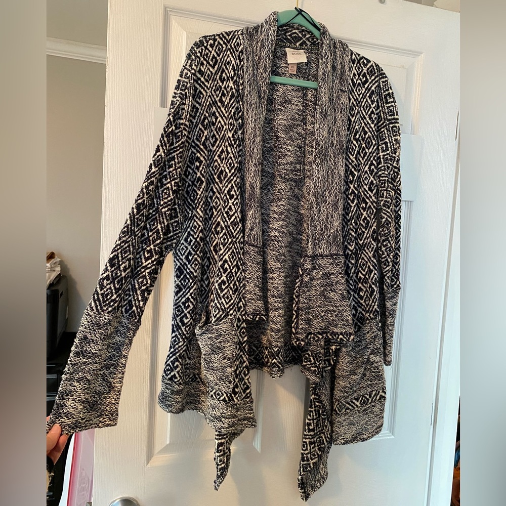 Knox Rose Navy/White Waterfall Cardigan SIZE: XL